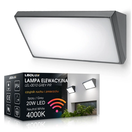 Lampa elewacyjna LED zewnętrzna kinkiet ogrodowy Premium 20W LEL-0010 Szara LEDLUX