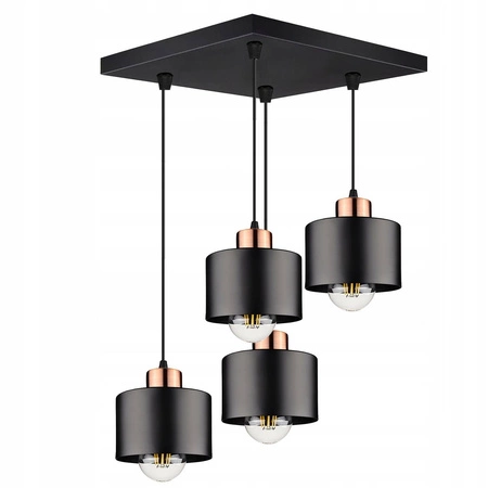 Lampa wisząca LX- 1119 Czarna + Miedź 4x E27 LEDLUX