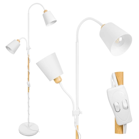 Lampa Podłogowa stojąca 2xE27 nowoczesna Regulowana do salonu Loft LPD-005 WHITE E27 LEDLUX