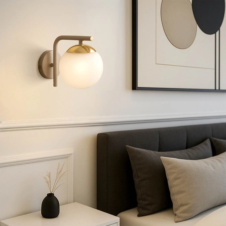 Kinkiet ścienny szklana kula E27 ZŁOTO-BEŻOWY nowoczesny glamour LX1428 Kaszmir