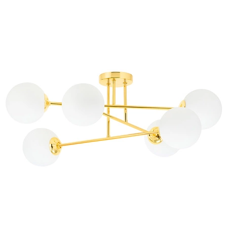 Lampa Sufitowa Wisząca Złota Biała Mleczne Szklane Kule Loft E27 NowoczesnaLX- 1405 Złota 6x E27 LEDLUX