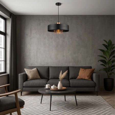 Lampa Wiszącva LX- 1127 Czarna + Miedź 1x E27 LEDLUX