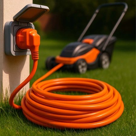 PRZEDŁUŻACZ OGRODOWY DO LAMPEK KOSIARKI BUDOWLANY GRUBY SZNUR 10m Orange LEDLUX