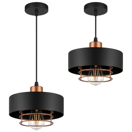 Lampa Wisząca LX- 1187 Czarna + Miedź 1x E27 LEDLUX