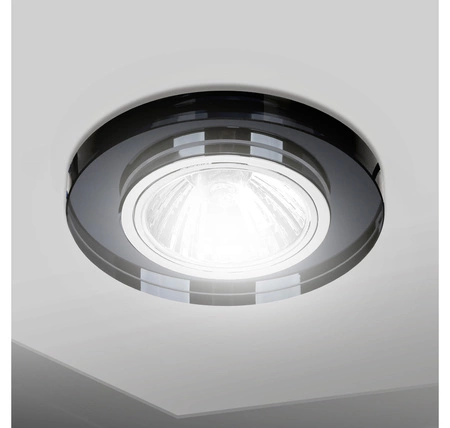 Zestaw 6x Oprawa Halogenowa Szklana LX- 7002 Czarna Okrągła + Żarówka GU10 1,5W biała zimna LEDLUX