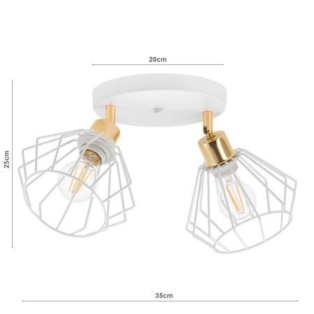 Lampa Sufitowa LX- 1370 Biała + Złoto 2x E27 LEDLUX