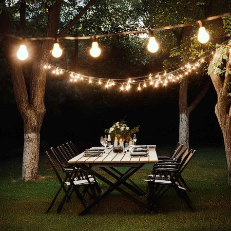 Girlanda Lampa Solarna lampki ogrodowe 30 LED E27 15m biała ciepła LSOL-041 LEDLUX