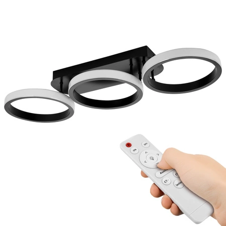 Lampa Sufitowa Wisząca LED Geometryczna LX- 954 54W+ Pilot Czarna 3000k-6000k LEDLUX