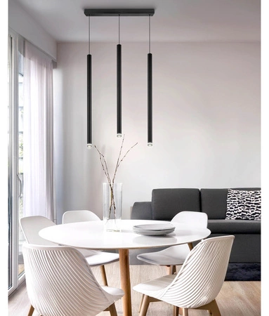Lampa Sufitowa Wisząca Plafon Żyrandol Tuba Sopel Czarna 3x G9 Modern LX-1166 LEDLUX