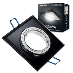 Oprawa Halogenowa Szklana Sufitowa LX- 7003 Czarna MR16 GU10 Kwadrat LEDLUX