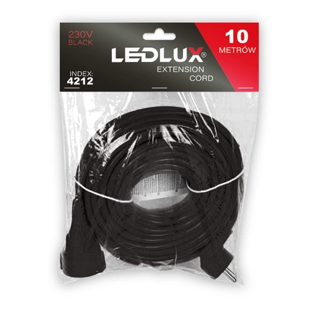 PRZEDŁUŻACZ OGRODOWY DO LAMPEK KOSIARKI BUDOWLANY GRUBY SZNUR 10m BLACK LEDLUX