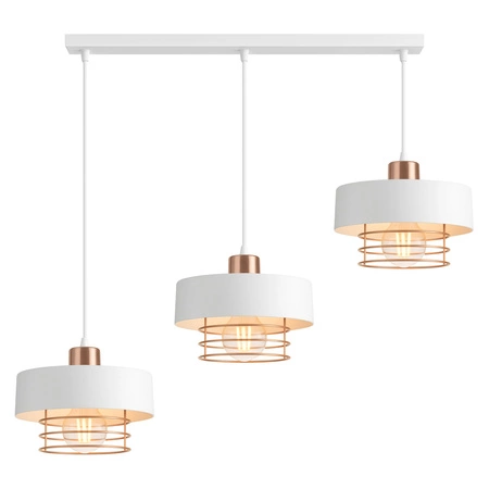 Lampa Wisząca LX- 1186 Biała + Miedź 3x E27 LEDLUX