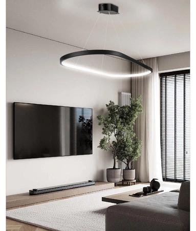 Lampa Sufitowa Wisząca LED Owalna LX- 928 39W Czarna biała neutralna LEDLUX