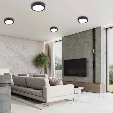 Panel LED natynkowy 18W NW czarny 17,5cm Plafon lampa sufitowa koło LEDLUX