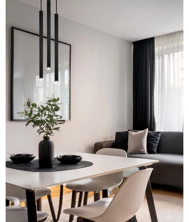 Lampa Sufitowa Wisząca Plafon Żyrandol Tuba Sopel Czarna 3x G9 Modern LX-1144 LEDLUX