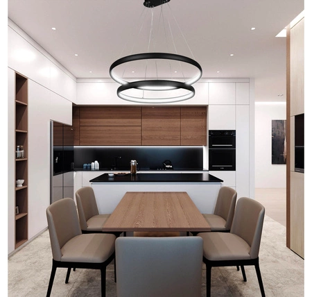 Lampa Sufitowa Wisząca LED Dwa Okręgi LX- 931 102W Czarna 3000-6000K LEDLUX