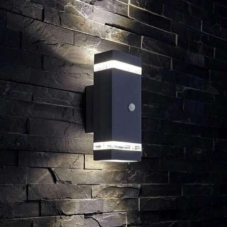 Kinkiet Ogrodowy Lampa Elewacyjna Zewnętrzna LX- 9110 PIR Czarna LEDLUX