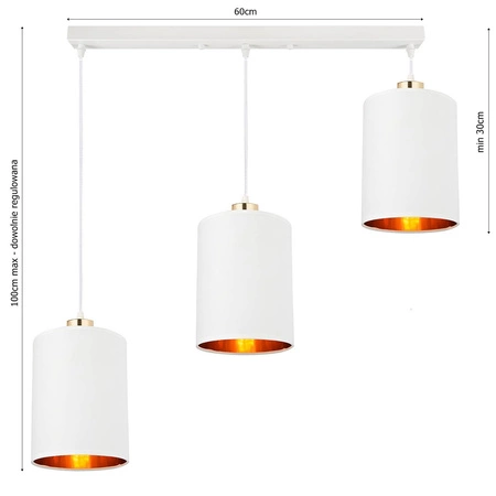 Lampa Wisząca LX- 1309 Biała + Złoto 3x E27 LEDLUX