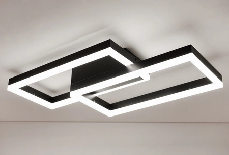 Lampa Sufitowa Wisząca LED Dwa Prostokąty LX- 930 48W Czarna biała neutralna LEDLUX