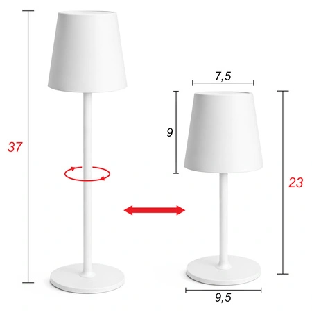 Lampa wewnętrzna zewnętrzna Lampka na taras ogródek stół LED USB Bezprzewodowa Biała LB-001 WHITE