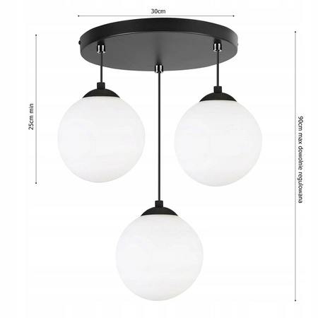 Lampa Wisząca LX- 1287 Czarna 3x E27 LEDLUX