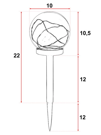 Lampa Solarna Ogrodowa LED Wbijana Ozdobna Dymiona Kulka Kula Szpikulec LSOL-050 LEDLUX