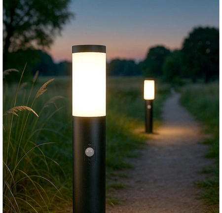 Lampa Ogrodowa Stojąca LED Słupek Zewnętrzny Oświetleniowy E27 LX-710 BLACK 65cm PIR