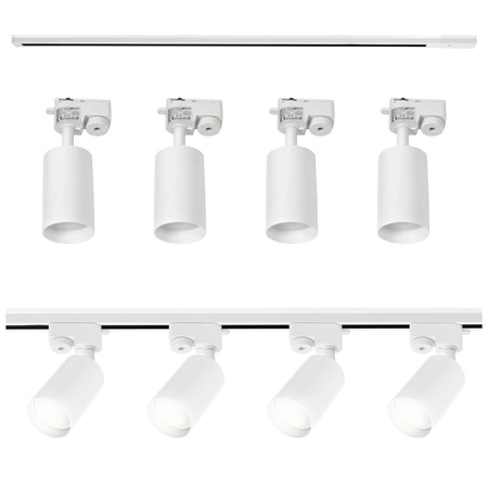 Zestaw Szyna Oświetleniowa Listwa 2m Biała + 4x Reflektor Szynowy Spot Biała LEDLUX