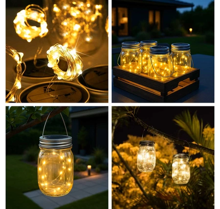 Lampa Solarna Ogrodowa LED Słoik solarny szklany Latarenka wisząca girlanda LSOL-043 LEDLUX