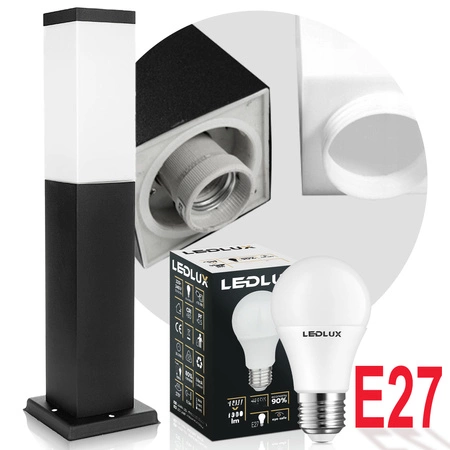Lampa Ogrodowa Stojąca Słupek E27 LX- 810 Czarna 65cm LEDLUX