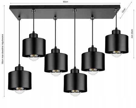 Lampa Wisząca LX- 1288 Czarna 6x E27 LEDLUX
