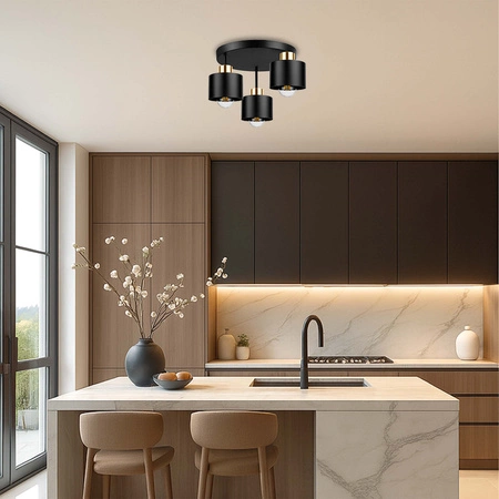 Lampa Sufitowa LX- 1020 Czarna + Złoto 3x E27 LEDLUX
