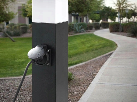 Lampa Ogrodowa Stojąca Słupek GNIAZDO E27 LX- 810 Czarna 45cm LEDLUX