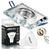 Zestaw Oprawa Halogenowa Szklana LX-7005 Lustrzana Kwadratowa + Żarówka LED GU10 10W biała zimna LEDLUX
