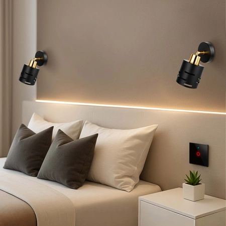 Kinkiet ścienny lampa sufitowa 2w1 E27 czarny złoty nowoczesny wewnętrzny LX1432