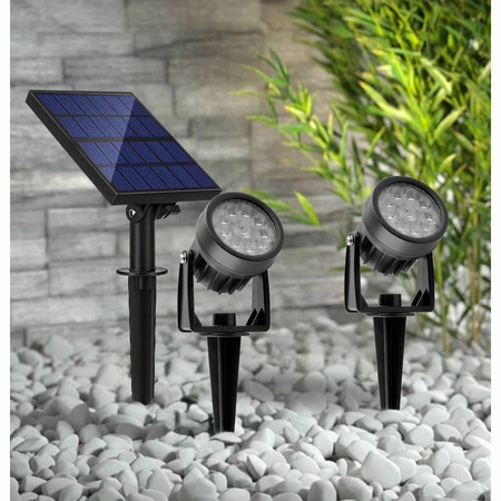 2x Reflektor Ogrodowy LED Wbijany SOLARNY Szpikulec Lampa Solarna IP44 LSOL-045