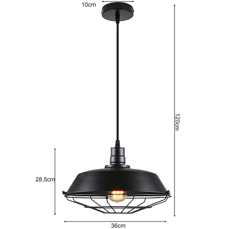Lampa Wisząca PT-624 Czarna 1x E27 LEDLUX
