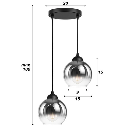 Lampa Wisząca LX- 1325 Czarna 2x E27 LEDLUX