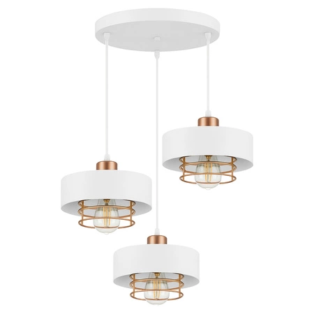 Lampa Wisząca LX- 1185 Biała + Miedź 3x E27 LEDLUX