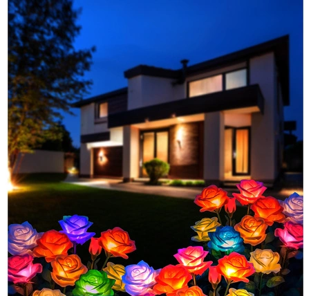 2x Lampa solarna LED ogrodowa wbijana KWIAT ROŻA KOLOROWE Róże LEDLUX LSOL-048 LEDLUX