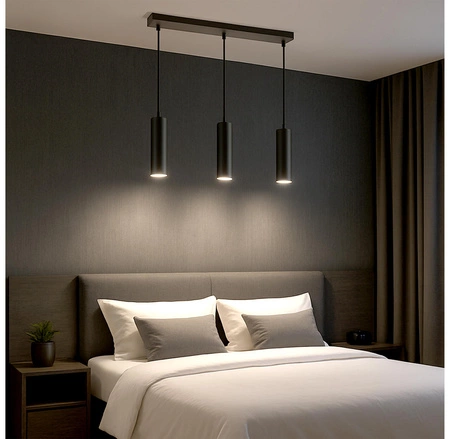 Lampa Sufitowa wisząca LED Tuba Czarna LEDLUX nowoczesna Gu10 MODERN LX-1356 Czarna 3x GU10 LEDLUX