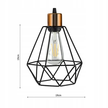 Lampa Wisząca LX- 1312 Czarna + Miedź 1x E27 LEDLUX