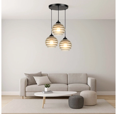 Lampa Sufitowa Wisząca Szklane Klosze Nowoczesna do Salonu LX- 1231 3xE27