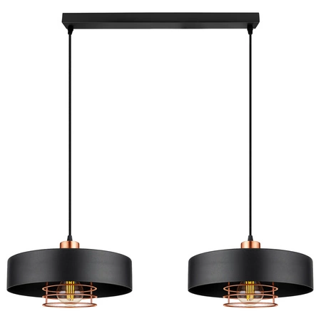 Lampa Wisząca LX- 1105 Czarna + Miedź 2x E27 LEDLUX