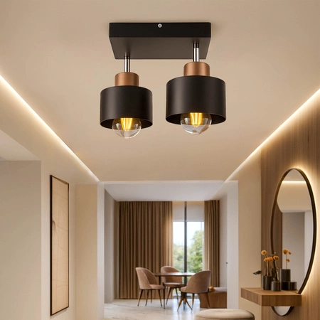 Lampa Sufitowa LX-1130 Czarna + Miedź 2x E27 LEDLUX