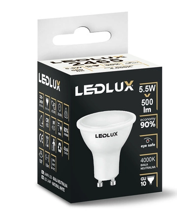 Żarówka LED GU10 5,5W = 50W 500lm 4000K biała neutralna LEDLUX