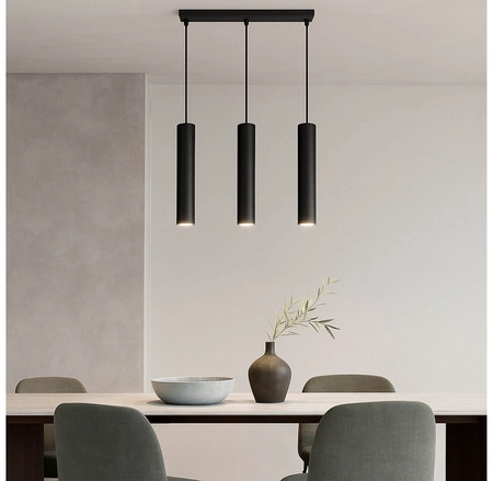Lampa Sufitowa Wisząca Żyrandol Plafon Tuba Tuby metalowa Czarna LED LX-1353 Czarna 3x GU10 LEDLUX