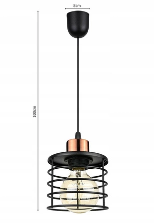 Lampa Wisząca LX- 1077 Czarna + Miedź 1x E27 LEDLUX