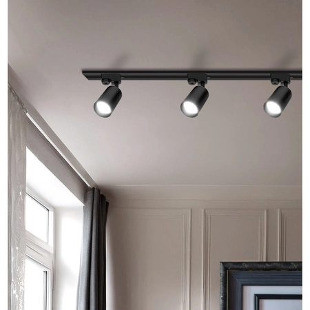 Zestaw Szyna Oświetleniowa Listwa 1m Czarna + 3x Reflektor Szynowy Spot Czarny LEDLUX