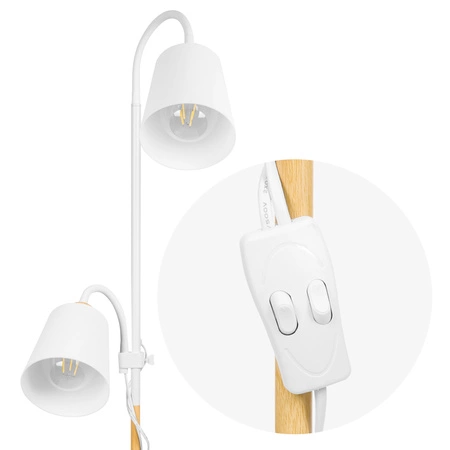 Lampa Podłogowa stojąca 2xE27 nowoczesna Regulowana do salonu Loft LPD-005 WHITE E27 LEDLUX